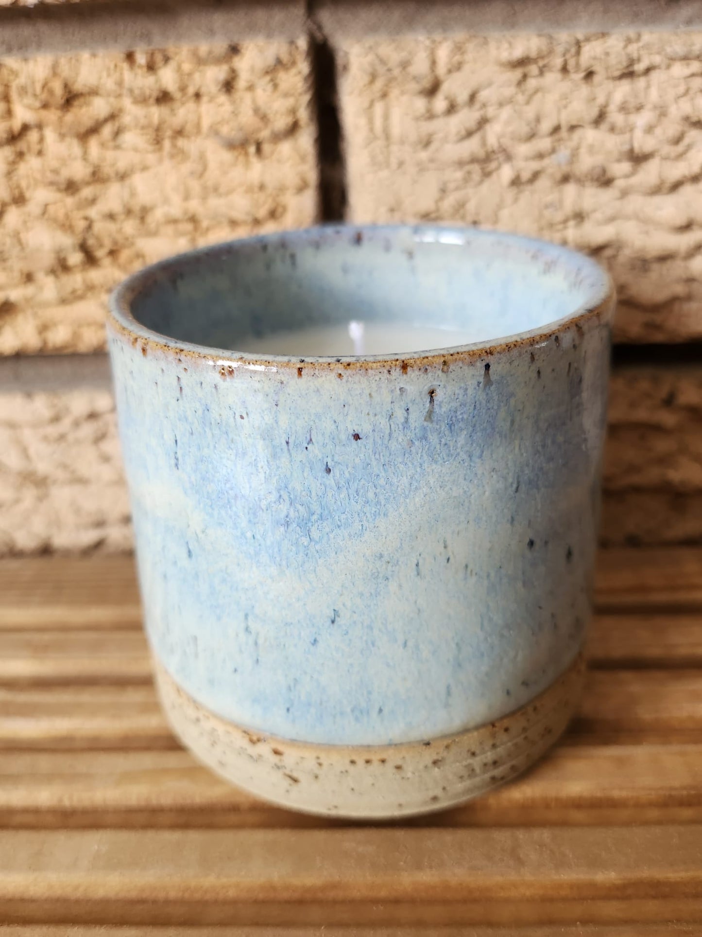 Light Denim Blue Glaze, Lemon Scented Candle