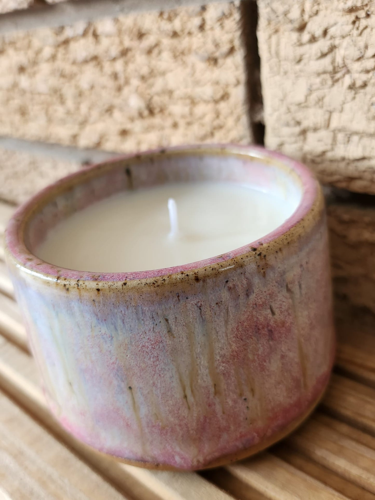 Mottled Pink Glaze, Mango Scented Candle