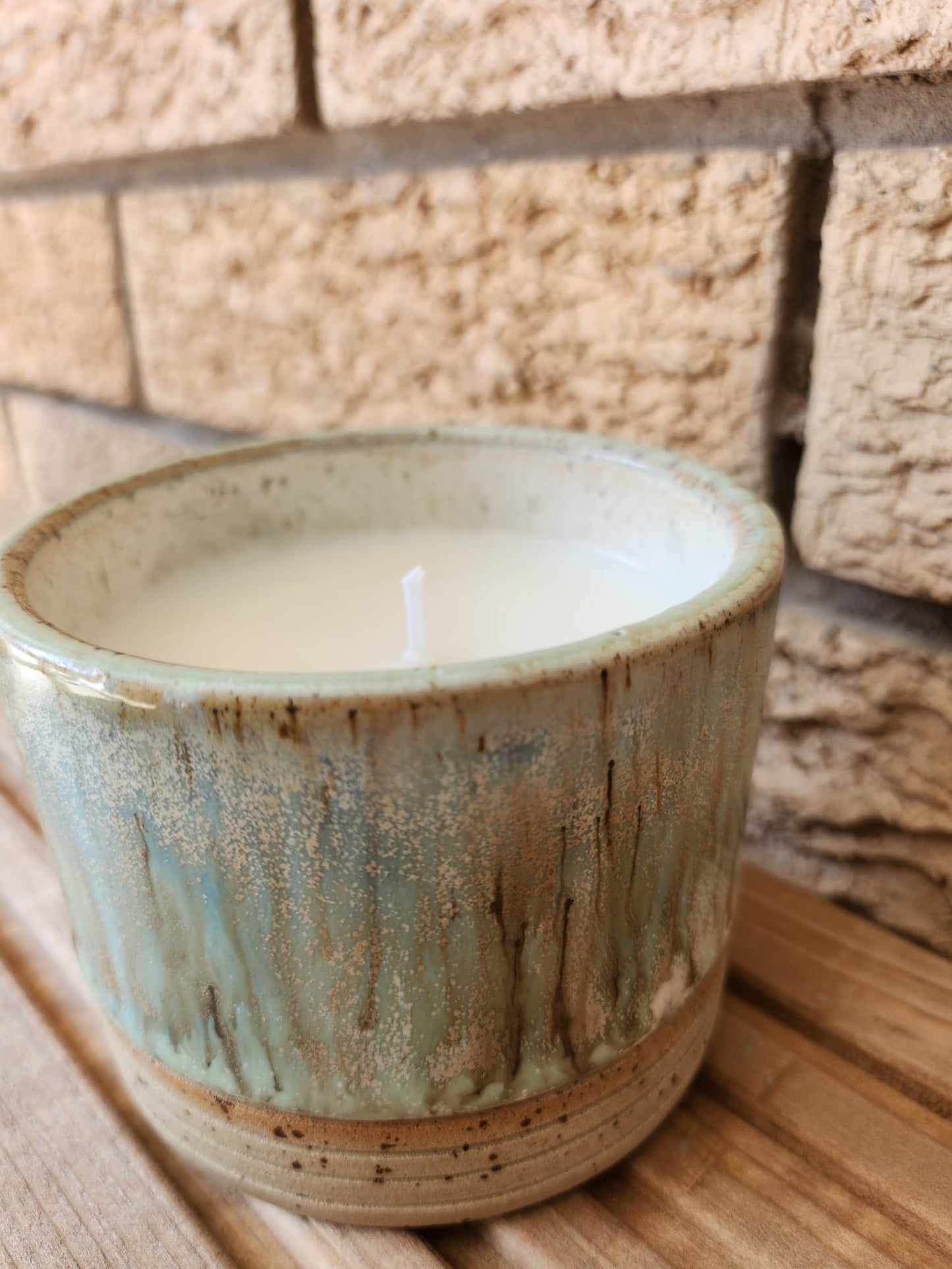 Mottled Green Glaze, Mango Scented Candle