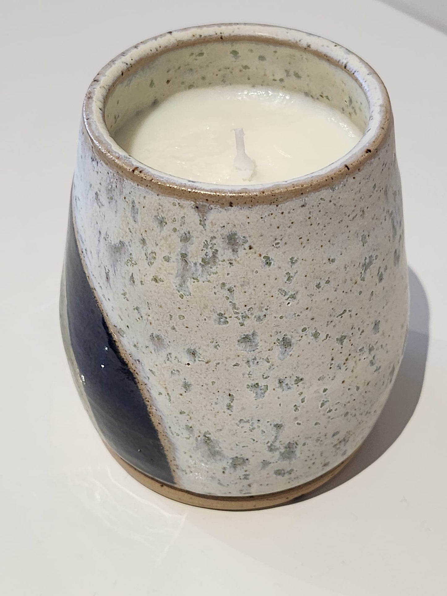 Sea Salt Base/Striped Glaze, Fresh Linen Scented Candle